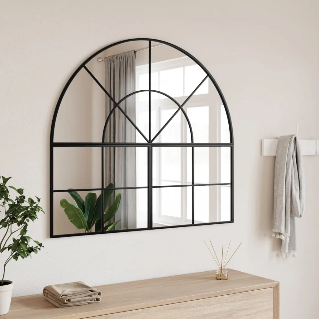 vidaXL Specchio da Parete Nero 100x90 cm Arco in Ferro