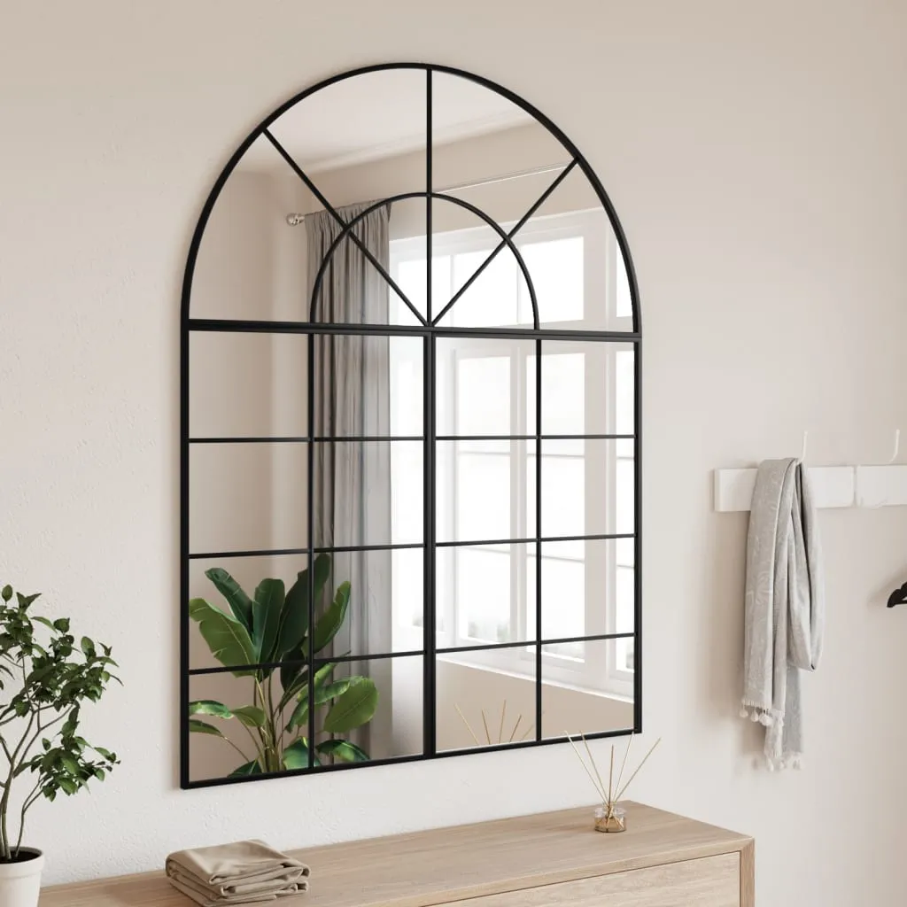 vidaXL Specchio da Parete Nero 100x130 cm Arco in Ferro