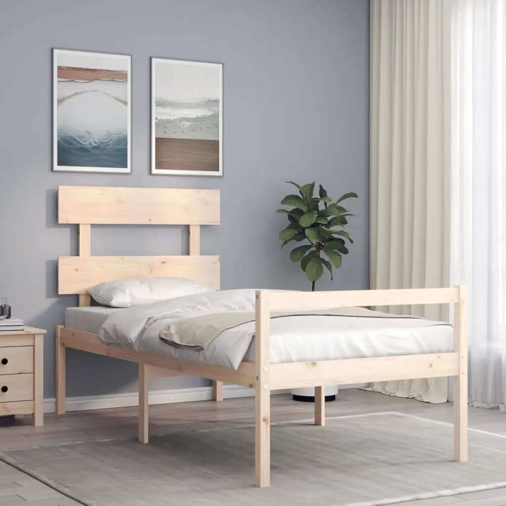 vidaXL Letto per Anziani con Testiera Small Single in Legno Massello