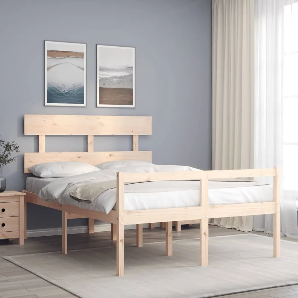 vidaXL Letto per Anziani con Testiera Small Double in Legno Massello