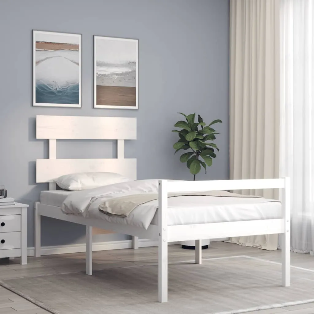 vidaXL Letto per Anziani con Testiera Bianco 100x200 cm Legno Massello