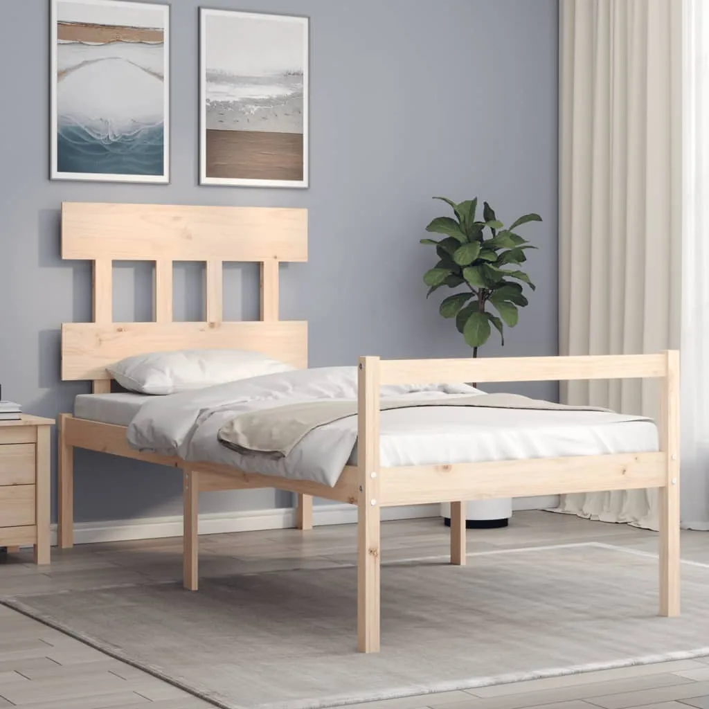 vidaXL Letto per Anziani con Testiera Small Single in Legno Massello