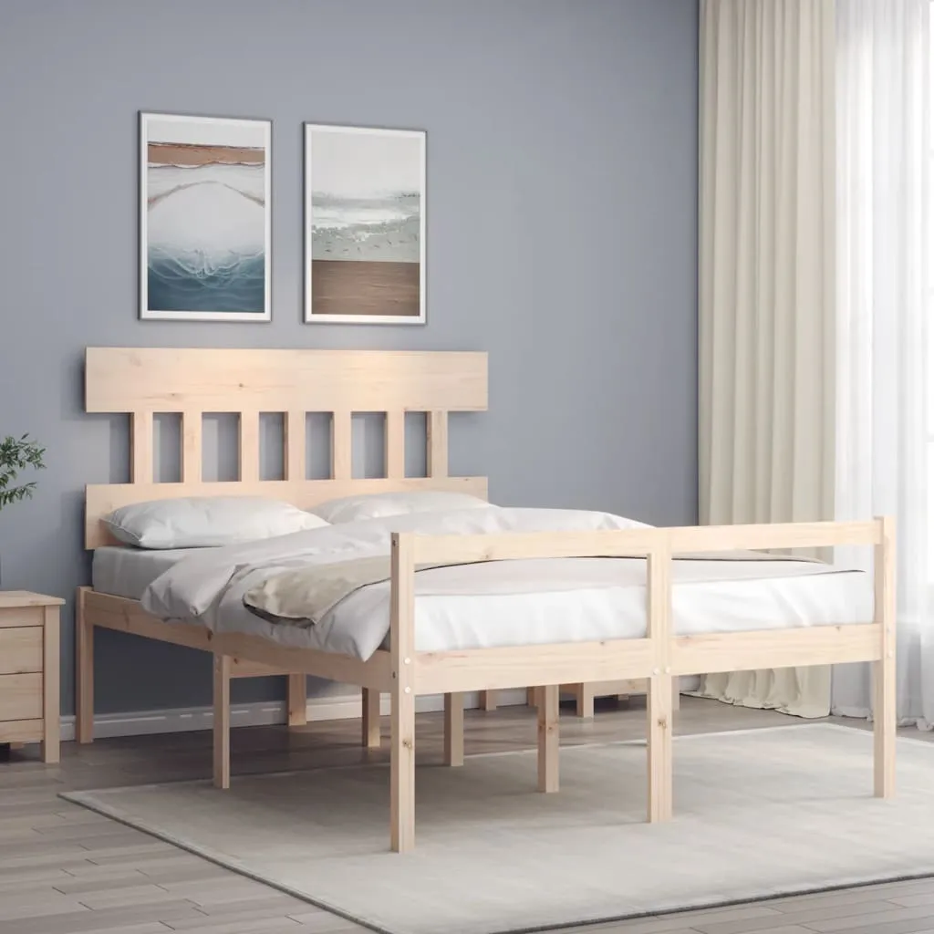 vidaXL Letto per Anziani con Testiera Small Double in Legno Massello