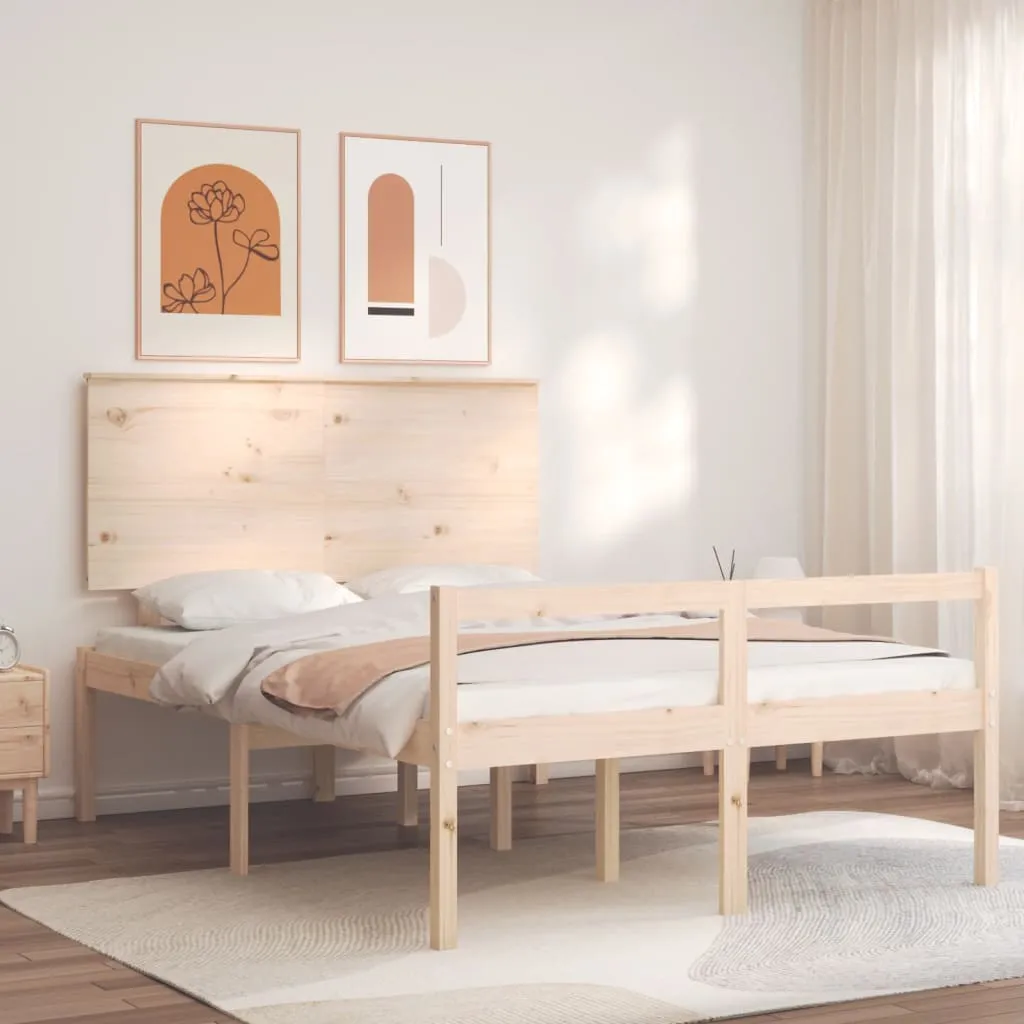 vidaXL Letto per Anziani con Testiera Small Double in Legno Massello