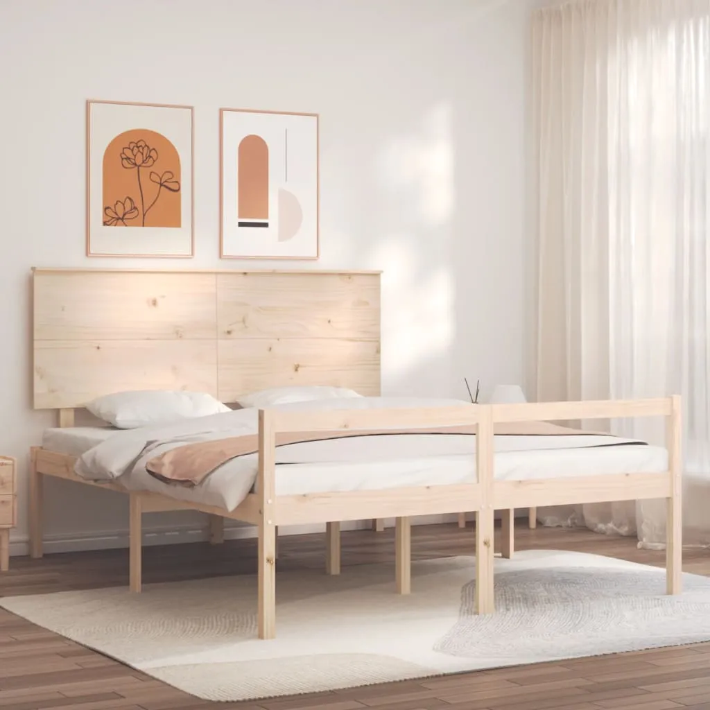 vidaXL Letto per Anziani con Testiera King in Legno Massello