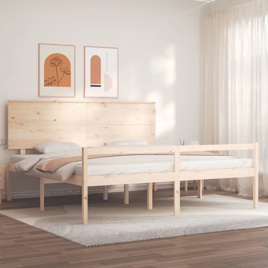 vidaXL Letto per Anziani con Testiera Bianco Super King Legno Massello