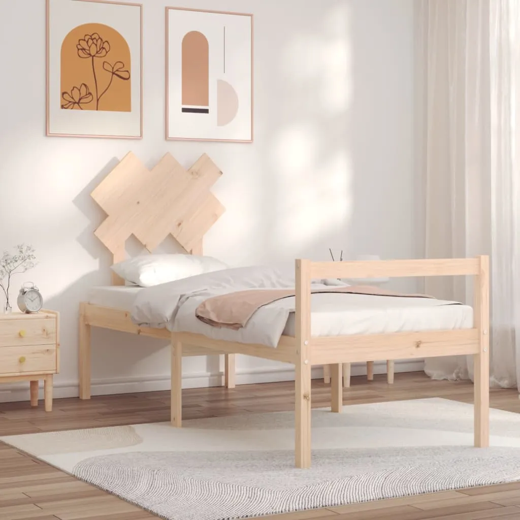 vidaXL Letto per Anziani con Testiera Small Single in Legno Massello