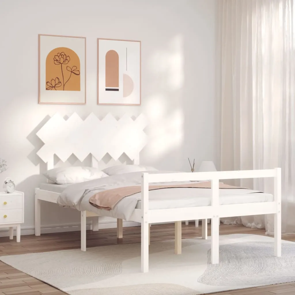 vidaXL Letto per Anziani Bianco Testiera Small Double Legno Massello