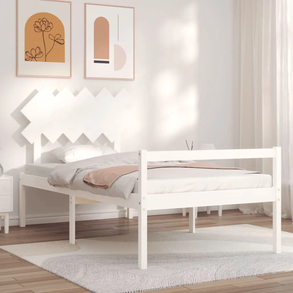 vidaXL Letto per Anziani con Testiera Bianco 100x200 cm Legno Massello