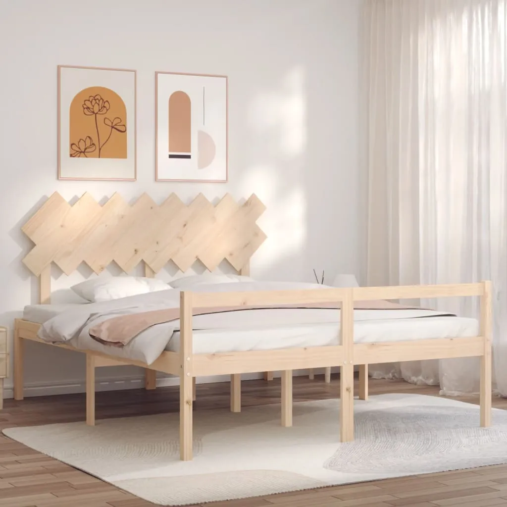 vidaXL Letto per Anziani con Testiera 160x200 cm in Legno Massello