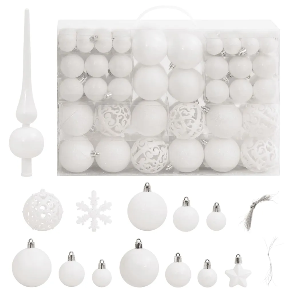 vidaXL Set Palline di Natale 111 pz Bianco in Polistirene