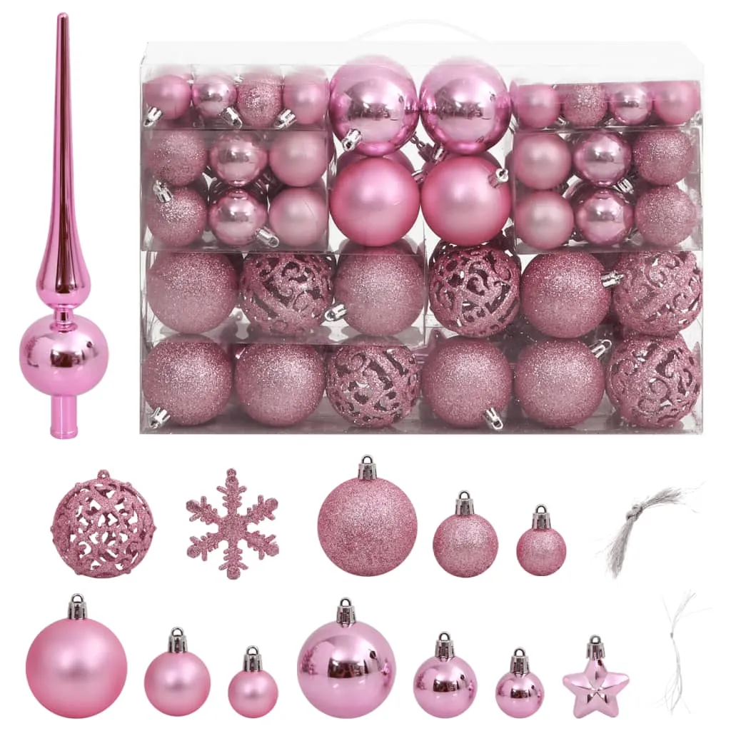 vidaXL Set Palline di Natale 111 pz Rosa in Polistirene