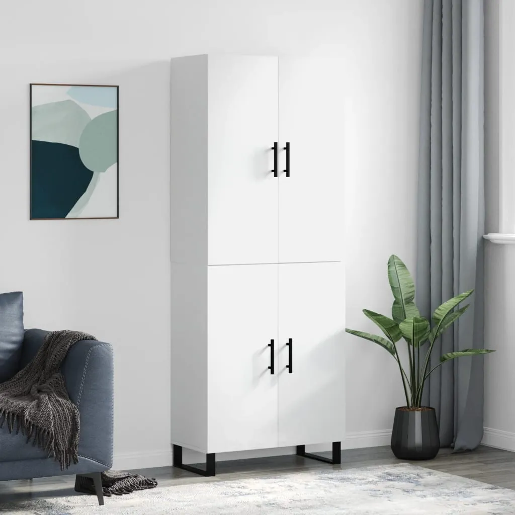 vidaXL Credenza Bianco Lucido 69,5x34x180 cm in Legno Multistrato