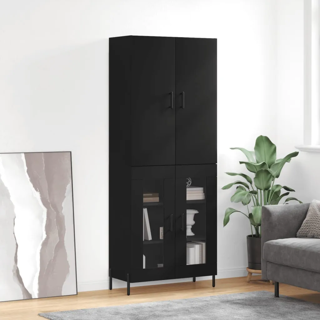 vidaXL Credenza Nera 69,5x34x180 cm in Legno Multistrato