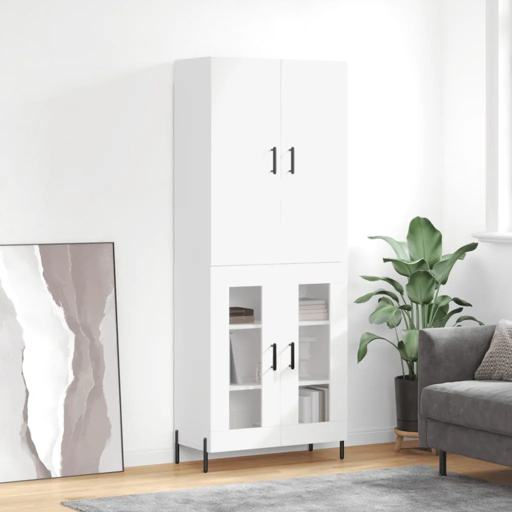 vidaXL Credenza Bianco Lucido 69,5x34x180 cm in Legno Multistrato