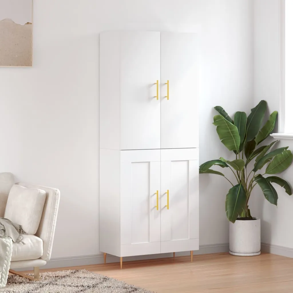 vidaXL Credenza Bianco Lucido 69,5x34x180 cm in Legno Multistrato