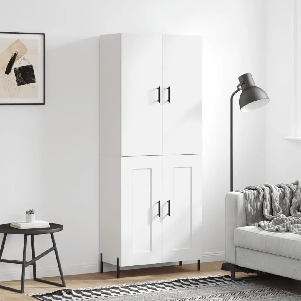 vidaXL Credenza Bianco Lucido 69,5x34x180 cm in Legno Multistrato