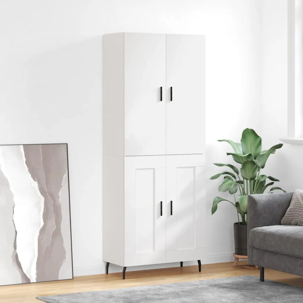 vidaXL Credenza Bianco Lucido 69,5x34x180 cm in Legno Multistrato