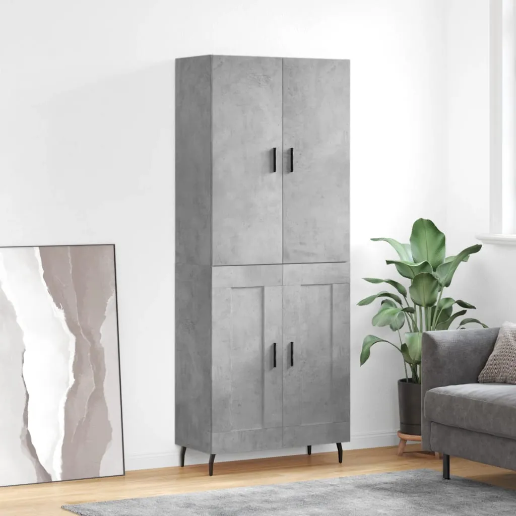 vidaXL Credenza Grigio Cemento 69,5x34x180 cm in Legno Multistrato