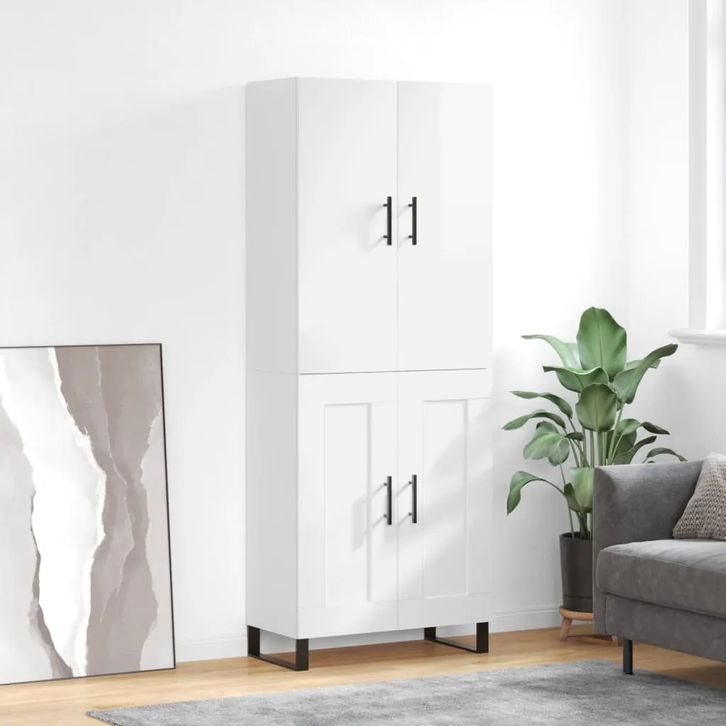 vidaXL Credenza Bianco Lucido 69,5x34x180 cm in Legno Multistrato