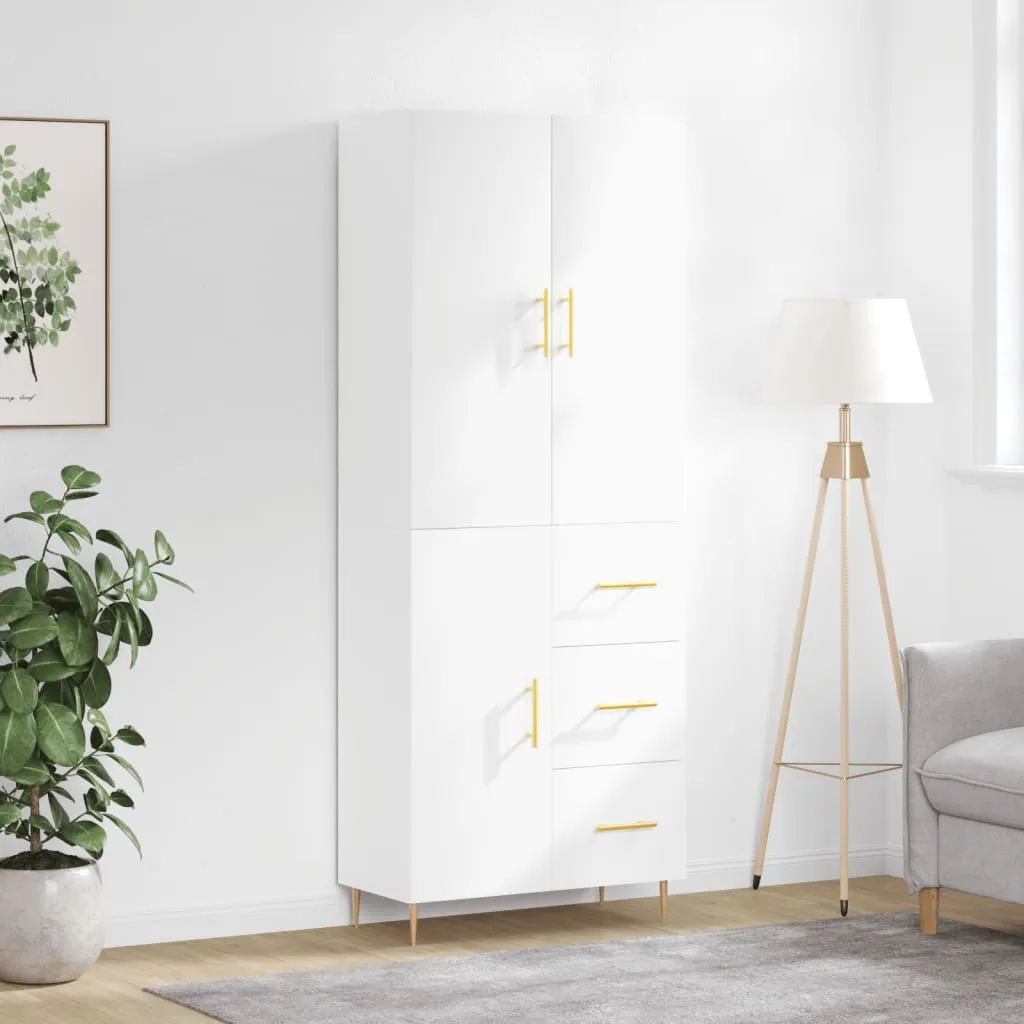 vidaXL Credenza Bianco Lucido 69,5x34x180 cm in Legno Multistrato