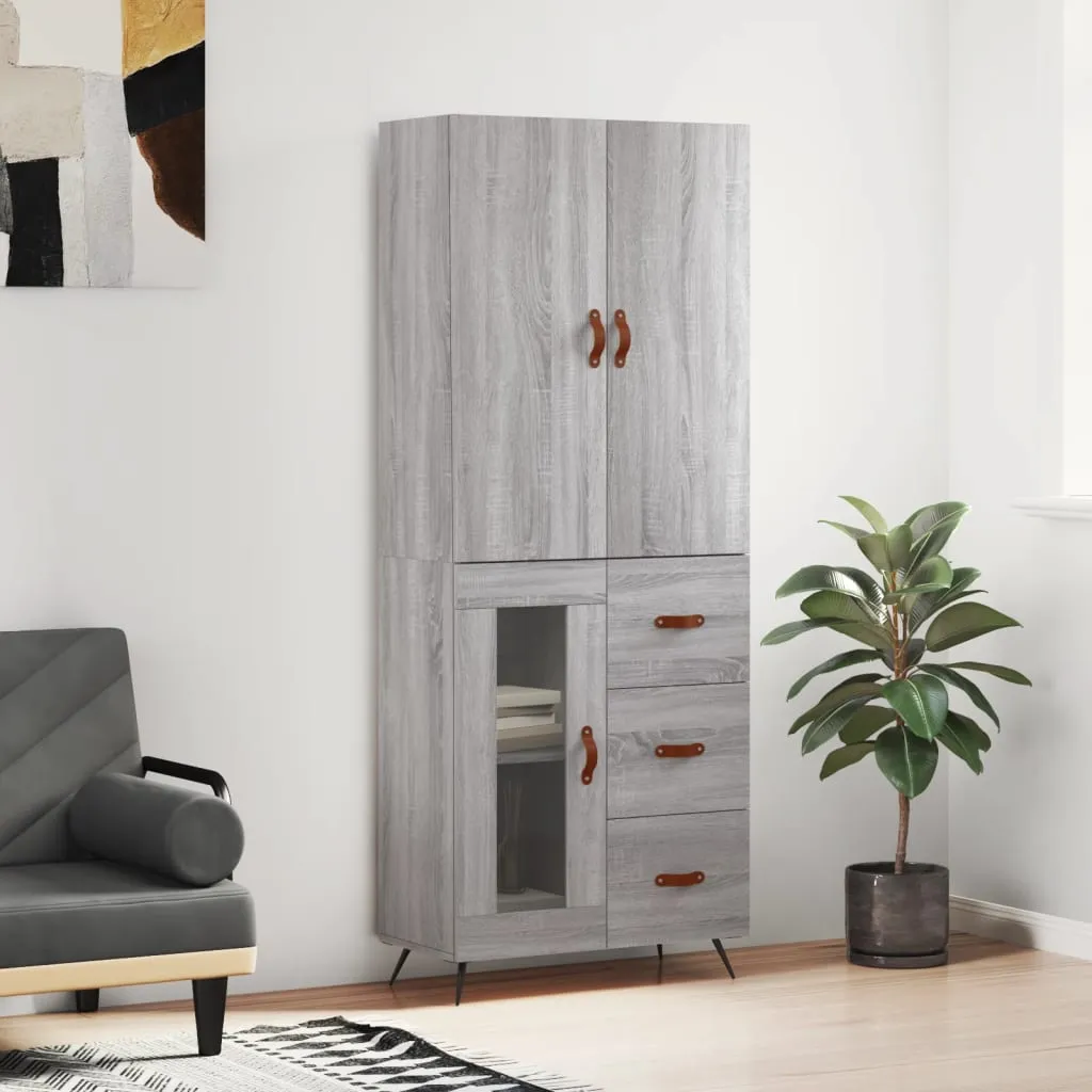 vidaXL Credenza Grigio Sonoma 69,5x34x180 cm in Legno Multistrato