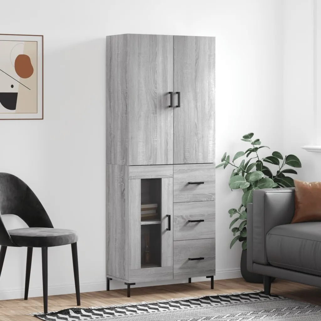 vidaXL Credenza Grigio Sonoma 69,5x34x180 cm in Legno Multistrato