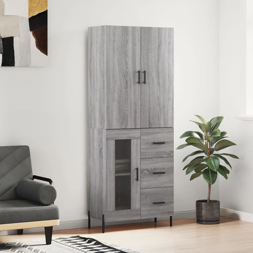 vidaXL Credenza Grigio Sonoma 69,5x34x180 cm in Legno Multistrato