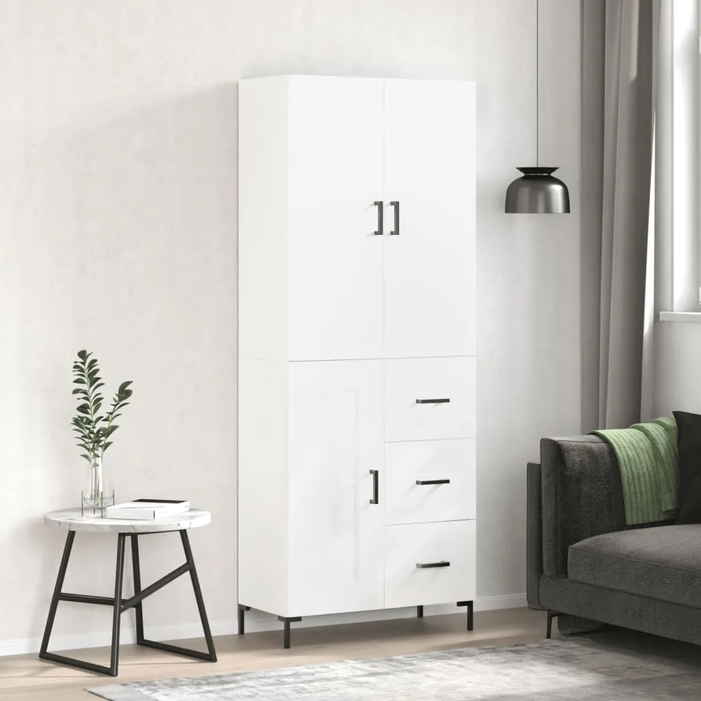 vidaXL Credenza Bianca 69,5x34x180 cm in Legno Multistrato