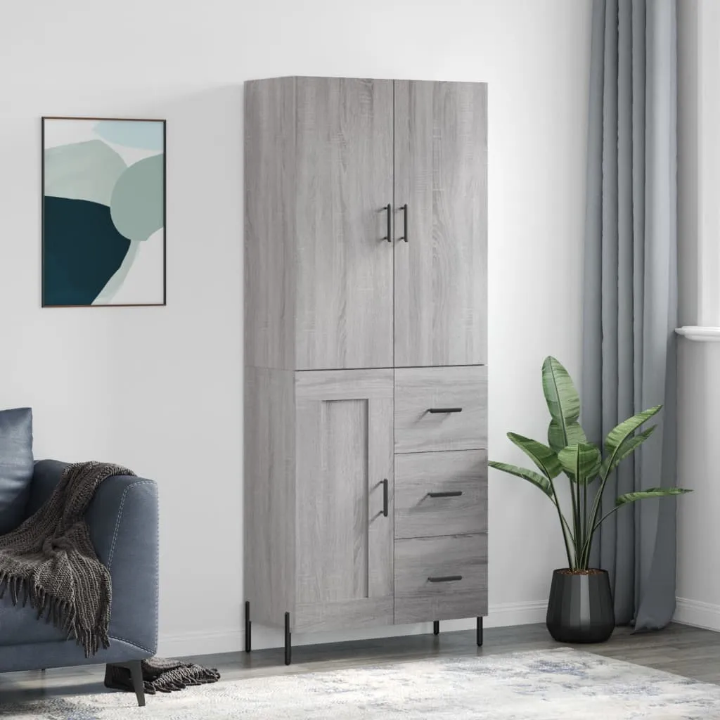 vidaXL Credenza Grigio Sonoma 69,5x34x180 cm in Legno Multistrato