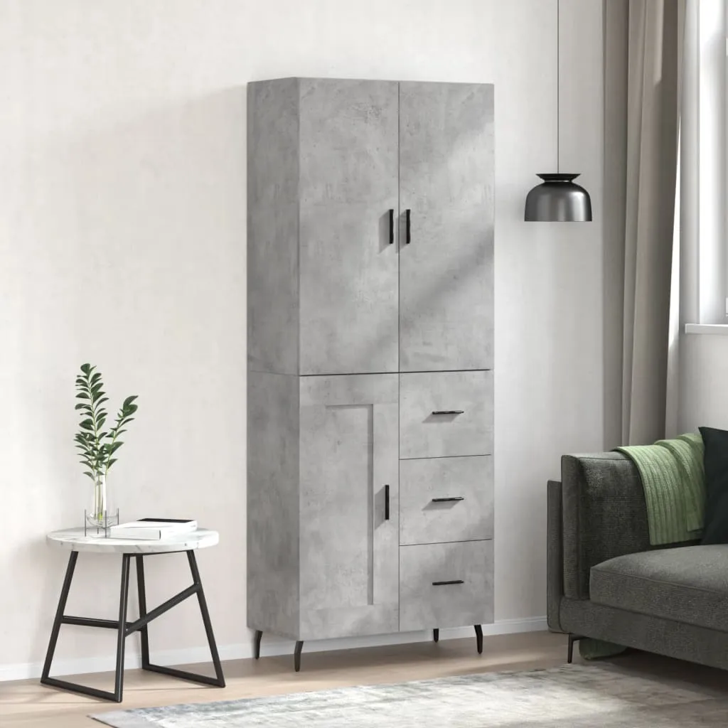 vidaXL Credenza Grigio Cemento 69,5x34x180 cm in Legno Multistrato