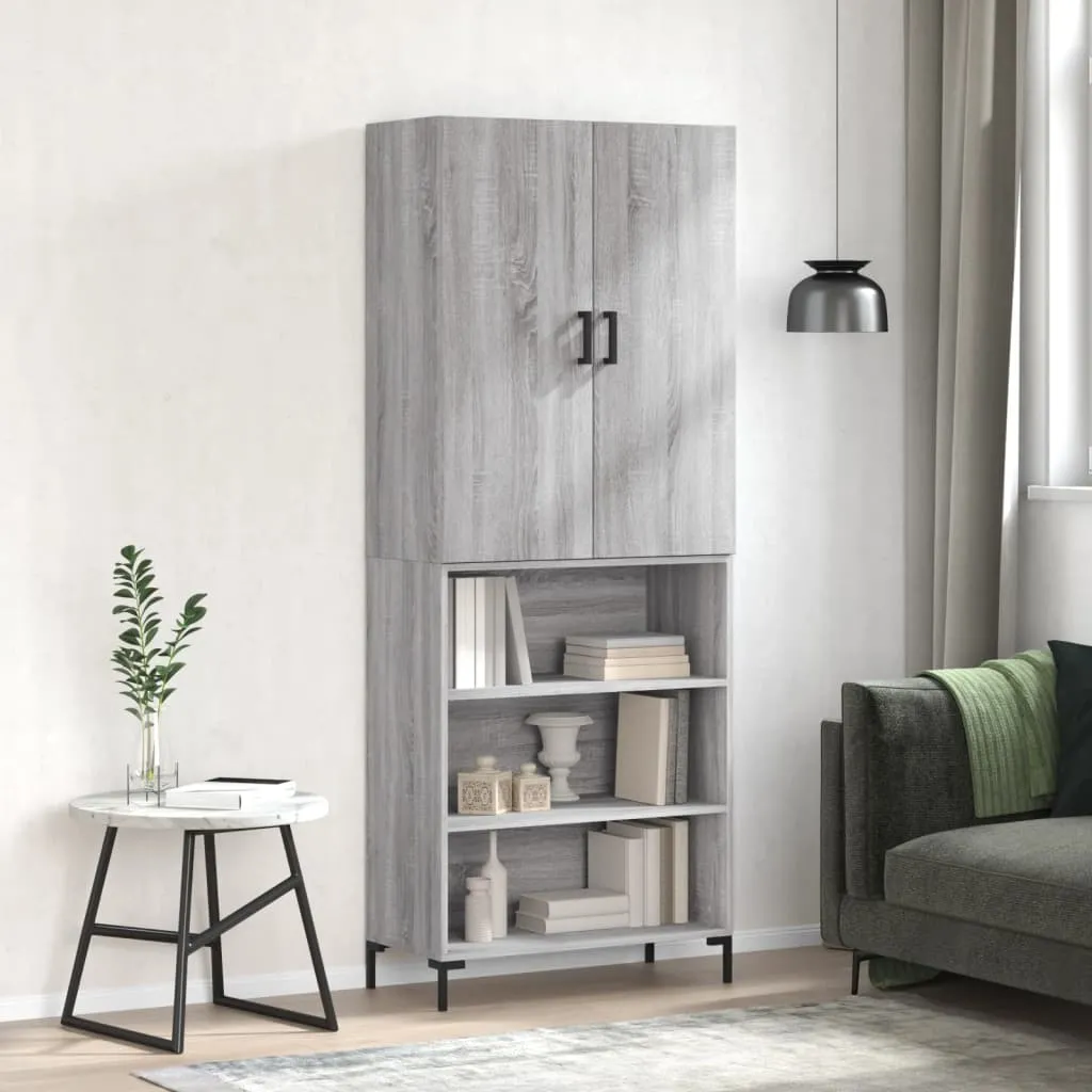 vidaXL Credenza Grigio Sonoma 69,5x34x180 cm in Legno Multistrato