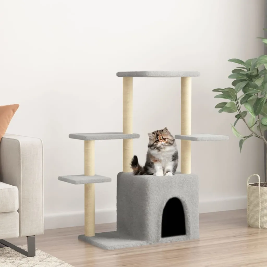 vidaXL Albero per Gatti con Tiragraffi in Sisal Grigio Chiaro 97,5 cm