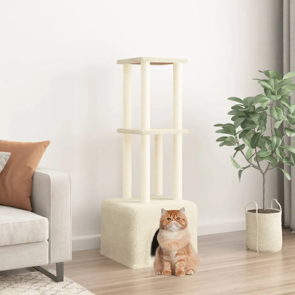 vidaXL Albero per Gatti con Tiragraffi in Sisal Crema 133,5 cm