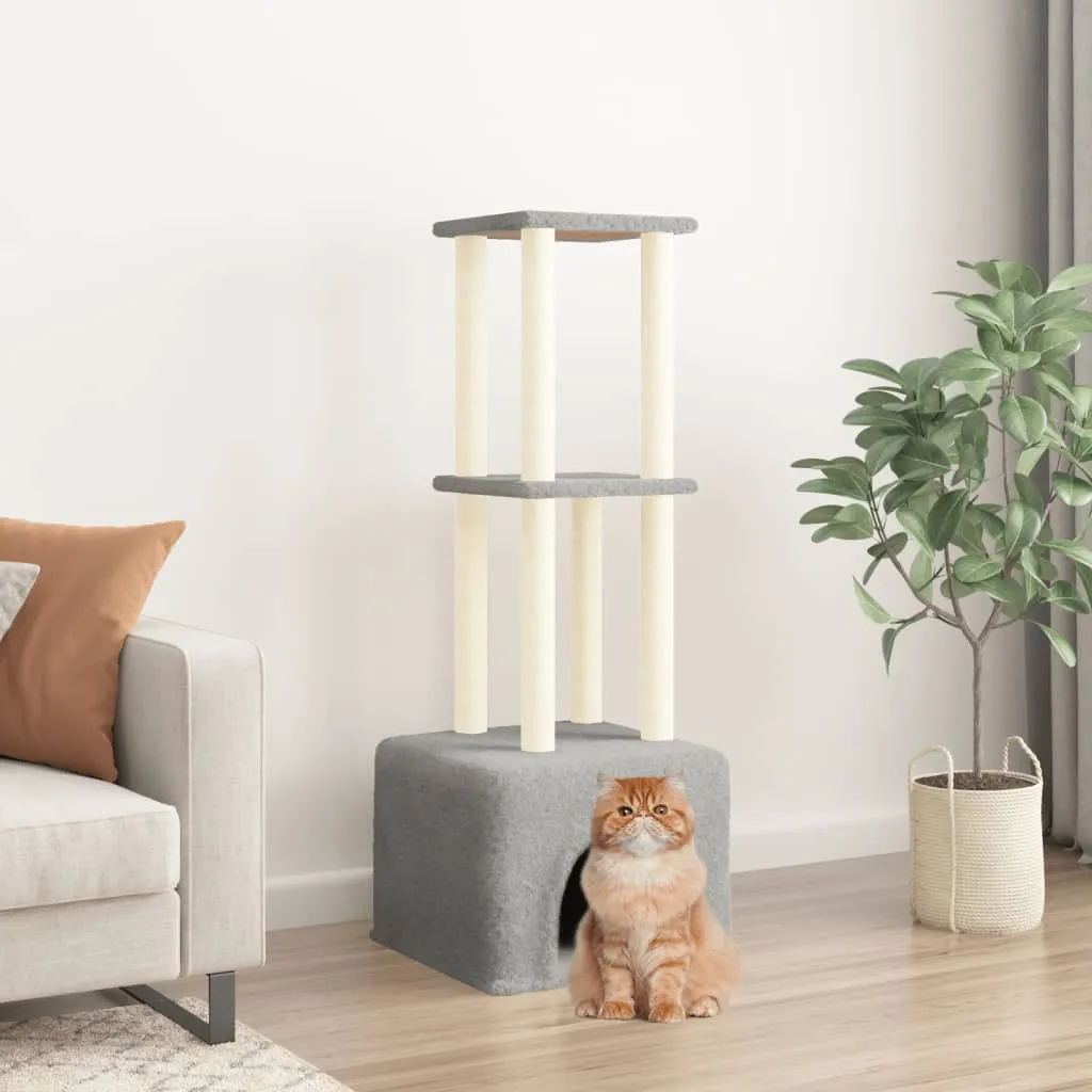 vidaXL Albero per Gatti con Tiragraffi in Sisal Grigio Chiaro 133,5 cm