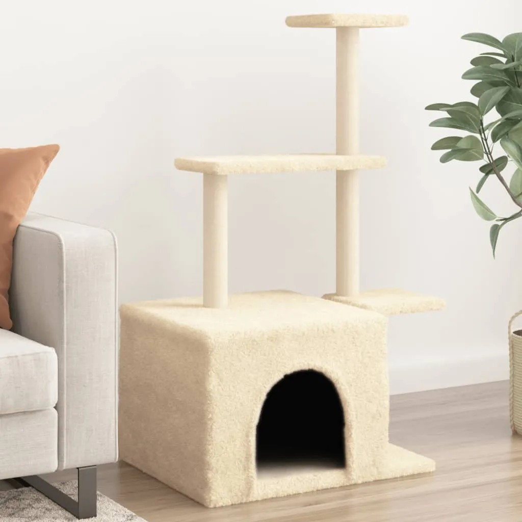 vidaXL Albero per Gatti con Tiragraffi in Sisal Crema 110 cm