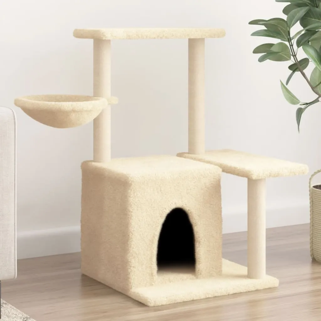 vidaXL Albero per Gatti con Tiragraffi in Sisal Crema 83 cm