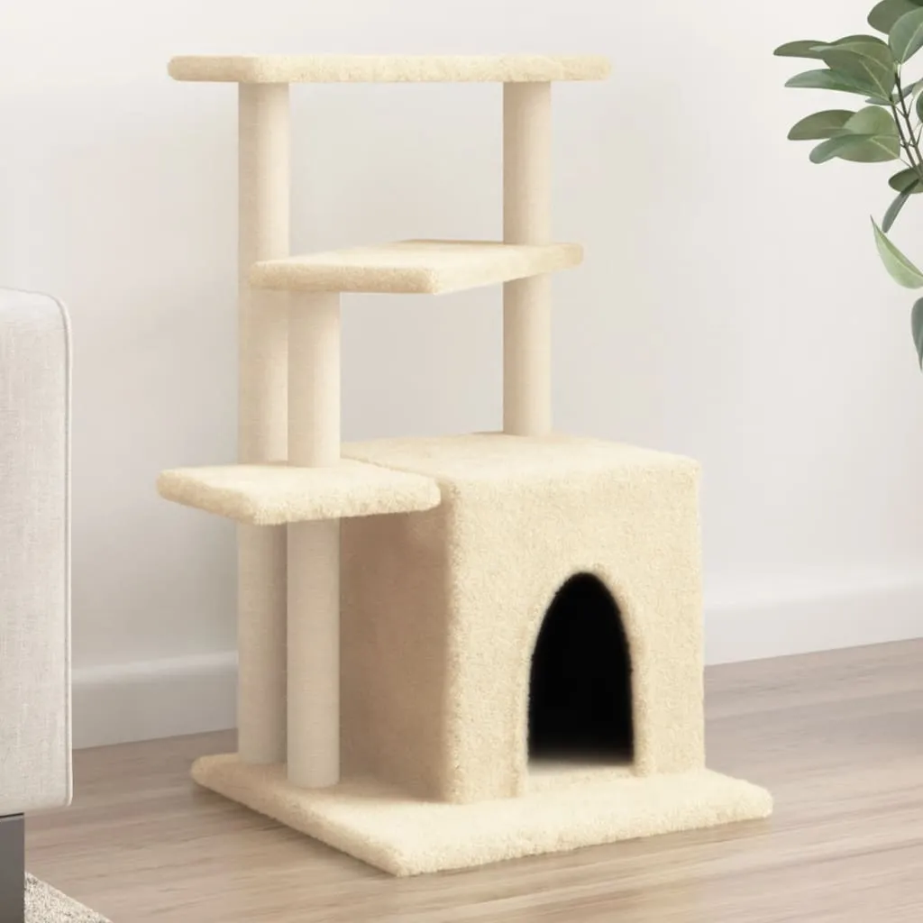 vidaXL Albero per Gatti con Tiragraffi in Sisal Crema 83,5 cm