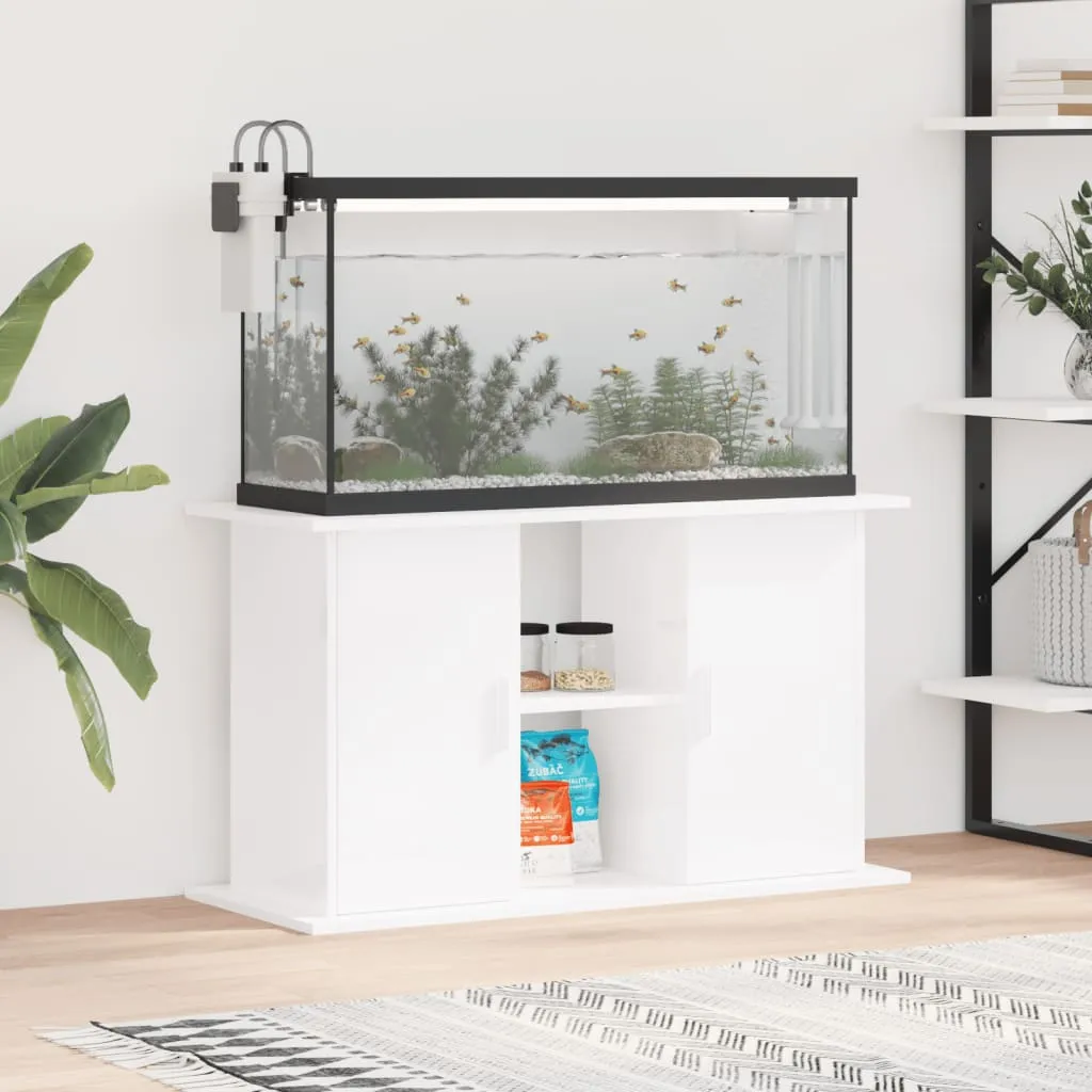 vidaXL Supporto Acquario 101x41x58 cm Legno Multistrato Bianco Lucido