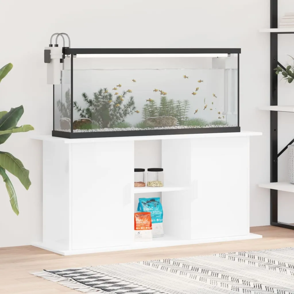 vidaXL Supporto Acquario 121x41x58 cm Legno Multistrato Bianco Lucido