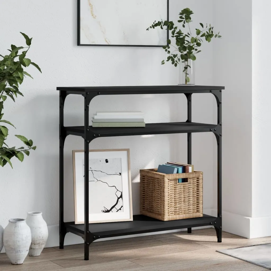 vidaXL Tavolino Consolle Nero 75x29x75 cm in Legno Multistrato