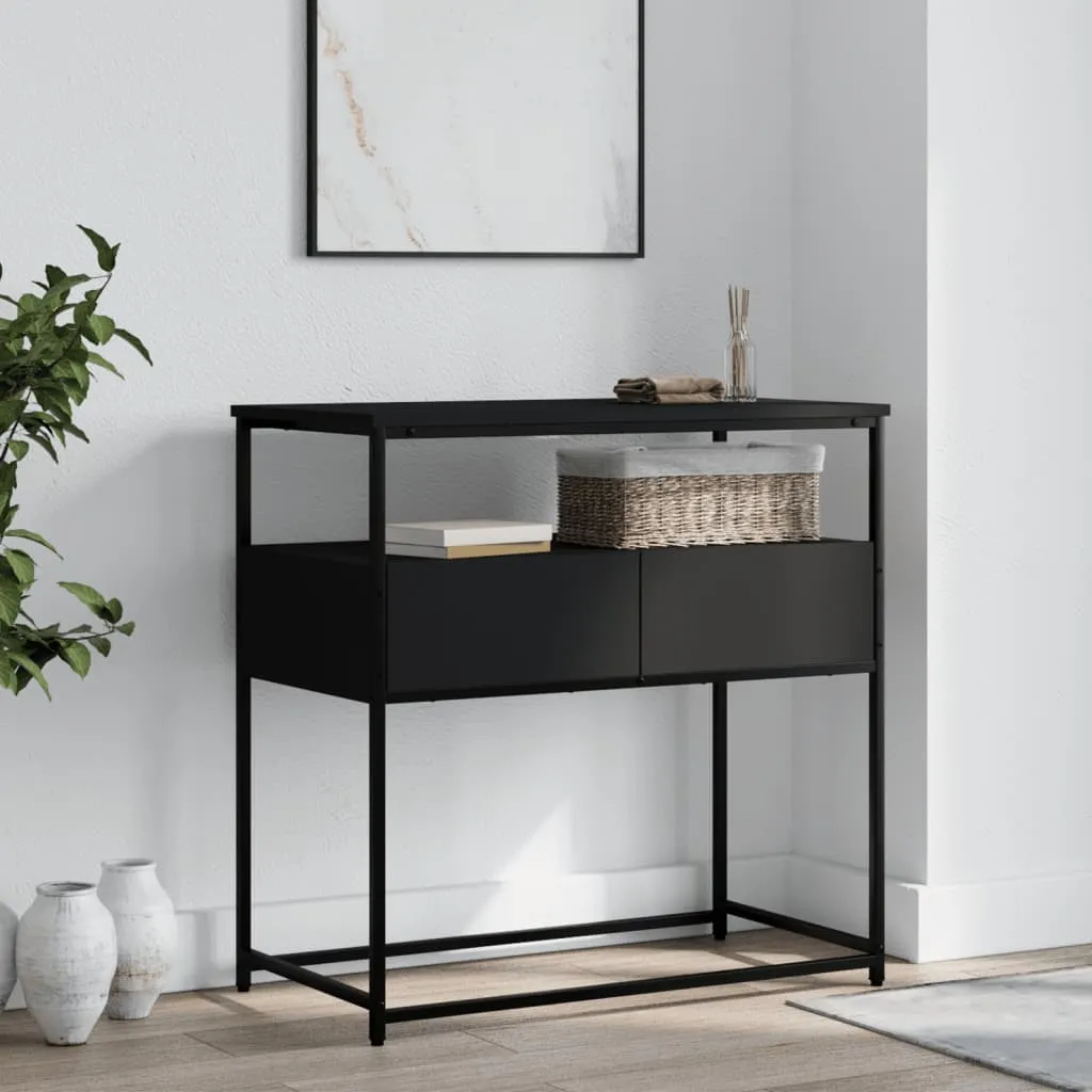 vidaXL Tavolino Consolle Nero 75x40x75 cm in Legno Multistrato