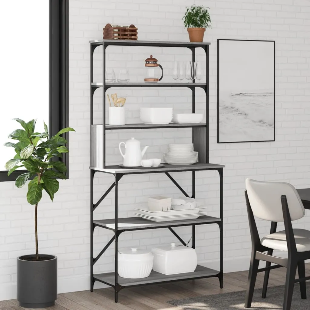 vidaXL Scaffale Cucina 6 Ripiani Grigio Sonoma 90x40x180cm Multistrato