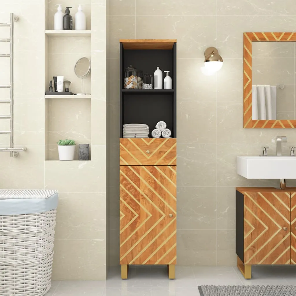 vidaXL Mobile da Bagno Marrone e Nero 38x33,5x160 cm in Legno di Mango