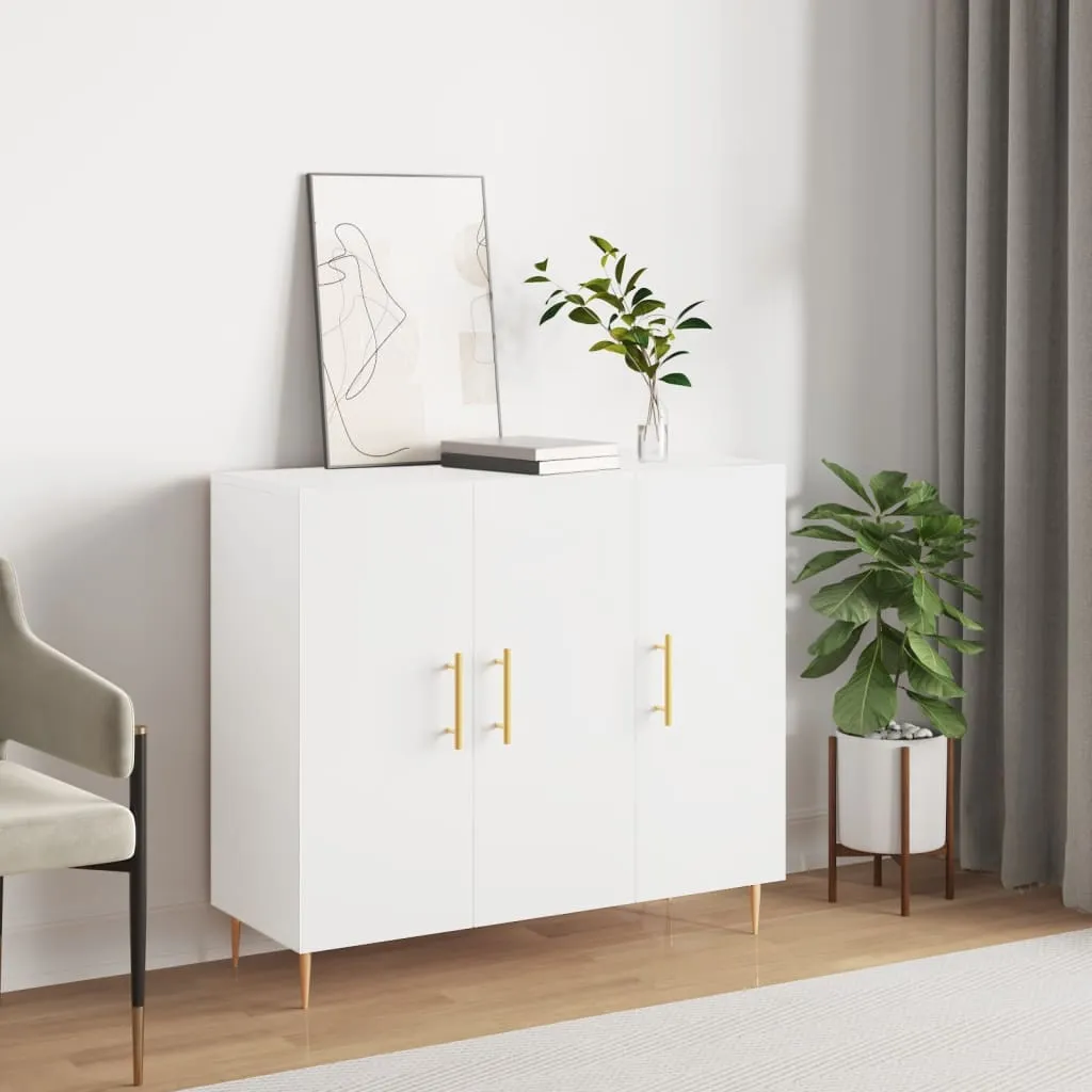 vidaXL Credenza Bianca 90x34x80 cm in Legno Multistrato