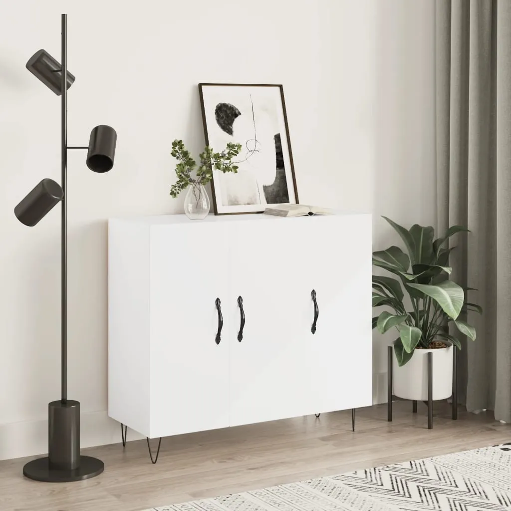 vidaXL Credenza Bianco Lucido 90x34x80 cm in Legno Multistrato