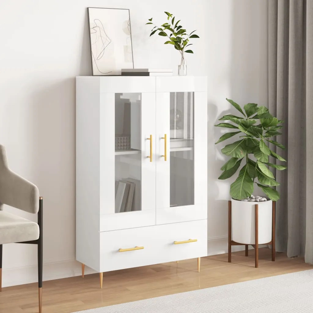 vidaXL Credenza Bianco Lucido 69,5x31x115 cm in Legno Multistrato