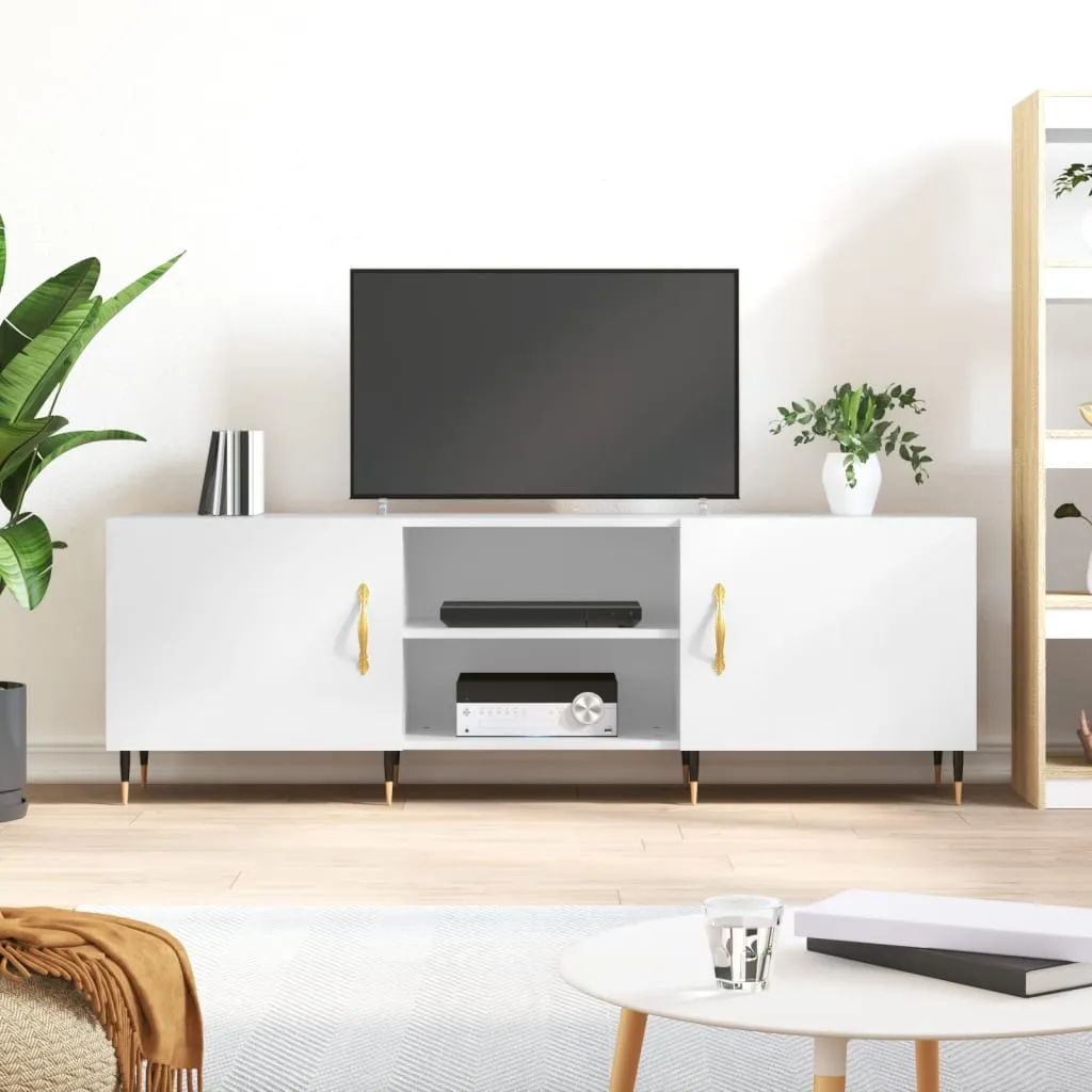 vidaXL Mobile Porta TV Bianco Lucido 150x30x50 cm in Legno Multistrato