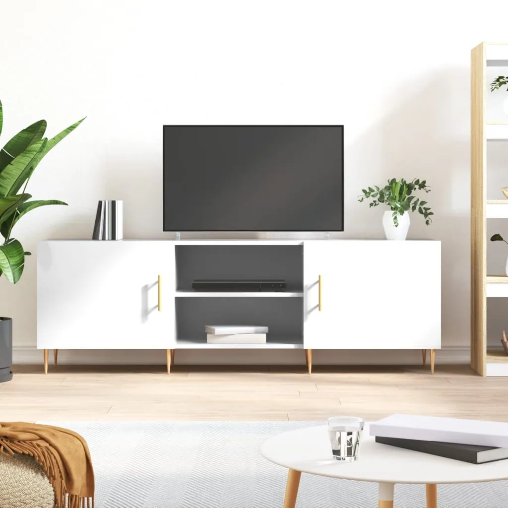 vidaXL Mobile Porta TV Bianco Lucido 150x30x50 cm in Legno Multistrato