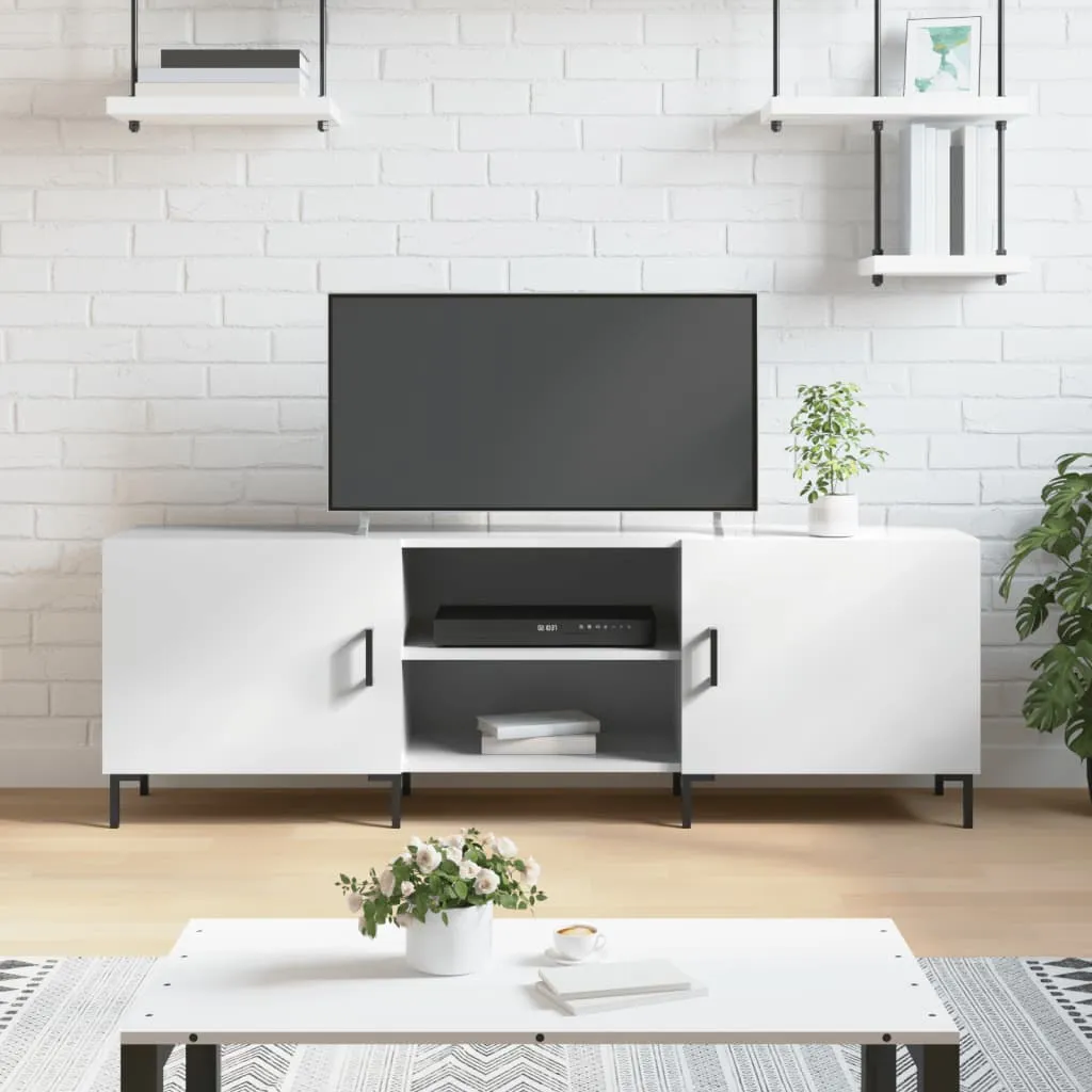 vidaXL Mobile Porta TV Bianco Lucido 150x30x50 cm in Legno Multistrato